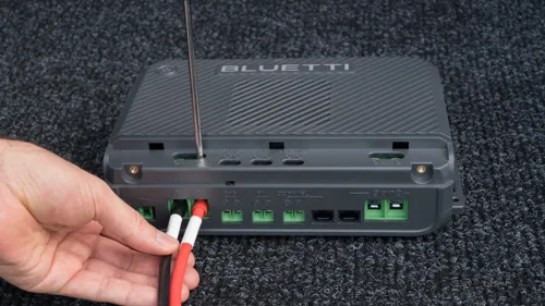 Connect battery cables to ALT ports